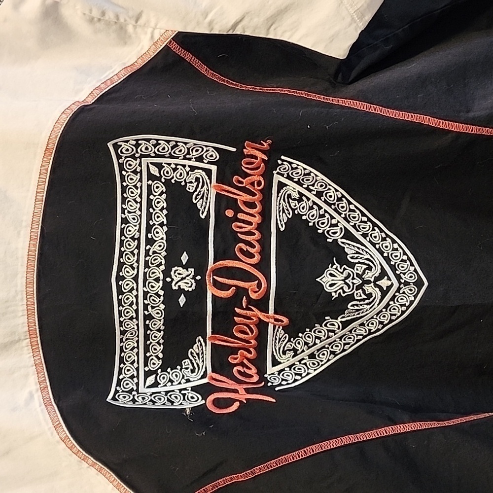 Vintage Y2K Harley Davidson full zip paisley pattern biker shirt 2W - Picture 3 of 8